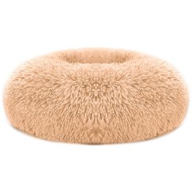 Pet Dog Bed Soft Warm Fleece Puppy Cat Bed Dog Cozy Nest Sofa Bed Cushion For S/M Dog (Option: PetCalmingBed(BrownL))