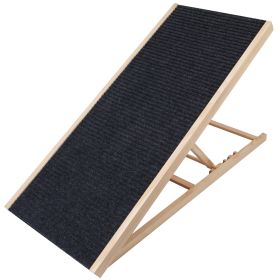 Foldable Wooden Dog Ramp for High Beds Non Slip 4 Heights Adjustable Pet Cat Ramp for Couch Car SUV 176LBS Load (Option: PetRamp(L))
