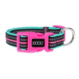 Neoprene Dog Collar Rin Tin Tin Neon (Color: Pink/Black/Teal, Size: Large)