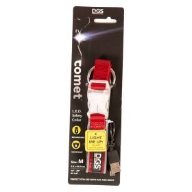 Comet Rechargeable Light Up Dog Collar (Color: Red, Size: Medium)