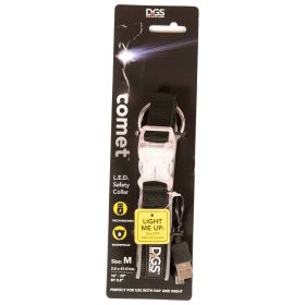 Comet Rechargeable Light Up Dog Collar (Color: Black, Size: Medium)