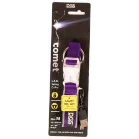 Comet Rechargeable Light Up Dog Collar (Color: Purple, Size: Medium)
