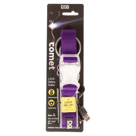 Comet Rechargeable Light Up Dog Collar (Color: Purple, Size: Large)