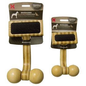 Massaging Pet Slicker Brush (Color: Brown, Size: Large)