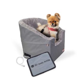 Bucket Booster Pet Seat Collapsible Heated (Color: Gray, Size: Small)