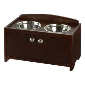 Elegant Wooden Pet Feeder (Color: Dark Brown, Size: Medium)
