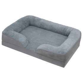 Pet Dog Bed Soft Warm Plush Puppy Cat Bed Cozy Nest Sofa Non-Slip Bed Cushion Mat Removable Washable Cover Waterproof Lining For Small Medium Dog (Option: PetBed(L))