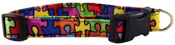 Autism Awareness Rainbow Puzzle Dog Collar (Size: X-Small)