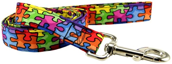 Autism Awareness Rainbow Puzzle Dog Leash (Size: X-Small)
