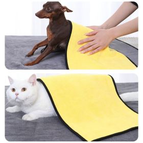 New coral velvet speed pet dry towel dog cat bath towel soft absorbent pet bath towel (Color: [Large dog] 70 * 140cm, Size: Yellow)