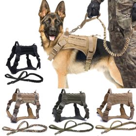 Tactical Dog Harness Pet Training Vest Dog Harness And Leash Set For Large Dogs German Shepherd K9 Padded Quick Release Harness (Color: Brown Harness, Size: XL)