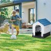 26 inch Plastic Dog House, Indoor Outdoor Doghouse Pet House with Air Vents and Elevated Floor