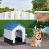 26 inch Plastic Dog House, Indoor Outdoor Doghouse Pet House with Air Vents and Elevated Floor