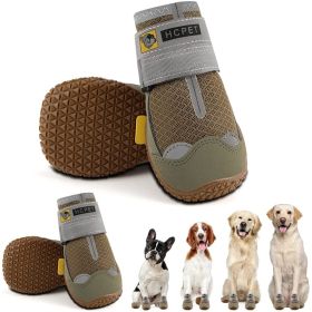 Dog Boots Breathable Dog Shoes for Small Medium Large Dogs; Waterproof Anti-Slip Puppy Booties Paw Protector for Hot Pavement Winter Snow Hiking with (Color: Black, Size: #3 (width 1.77 inch) for 31-38 lbs)