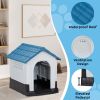 26 inch Plastic Dog House, Indoor Outdoor Doghouse Pet House with Air Vents and Elevated Floor