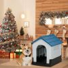 26 inch Plastic Dog House, Indoor Outdoor Doghouse Pet House with Air Vents and Elevated Floor