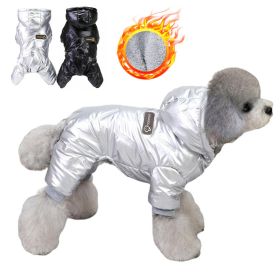 Winter Warm Pet Dog Jumpsuit Waterproof Dog Clothes for Small Dogs;  Dog Winter Jacket Yorkie Costumes Shih Tzu Coat Poodle Outfits (Color: Silver, Size: XL)