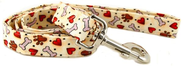 Hearts, Bones & Paws Dog Leash (Size: X-Small)