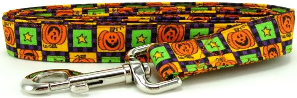 Pumpkin Squares Dog Leash (Size: Small)