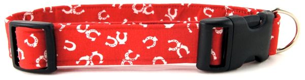 Red Horseshoes Dog Collar (Size: X-Small)