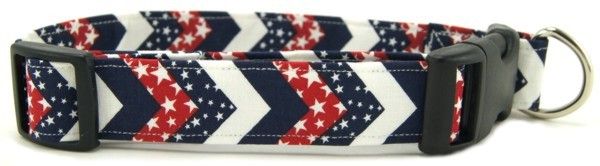 Red White & Blue Chevrons Dog Collar (Size: X-Small)